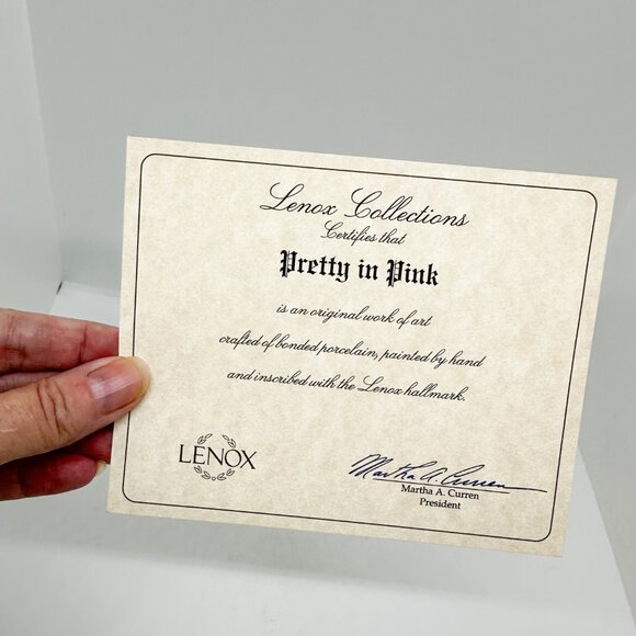 NIB Vintage 2000 Lenox Cat Pretty Pink Flowers Floral Plant Garden Tabby Nap - Picture 8 of 8